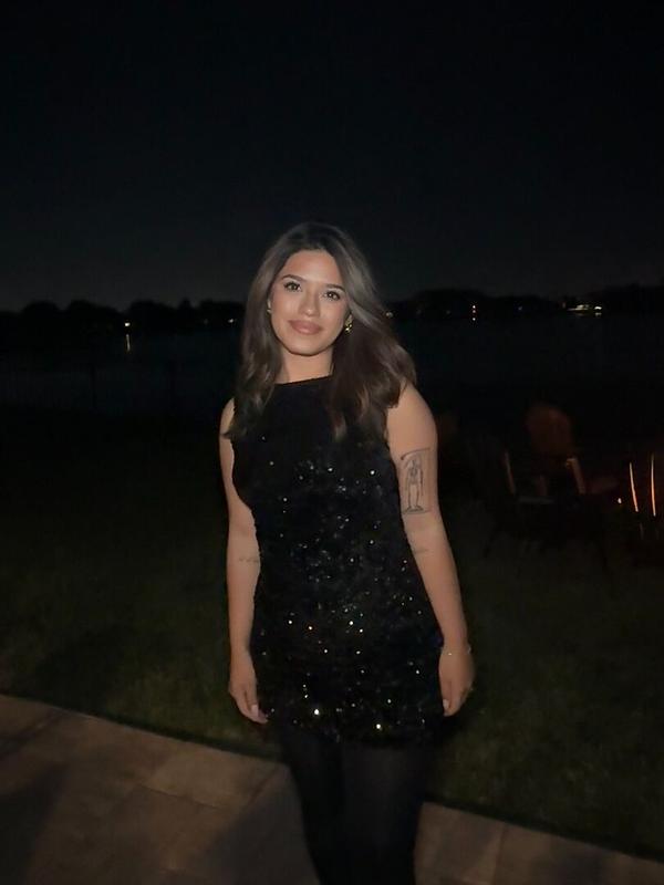 Customer photo for "Wore this sequin dress on"