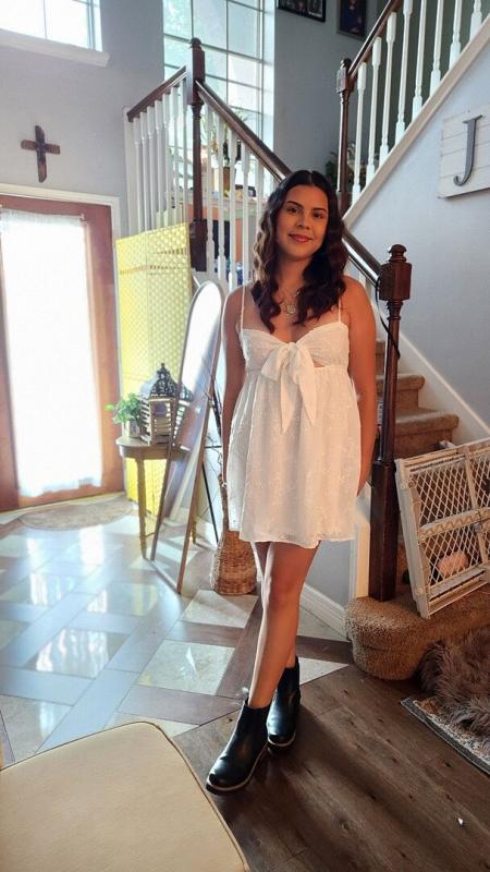 Customer photo for "LOVED THIS DRESS! the length"