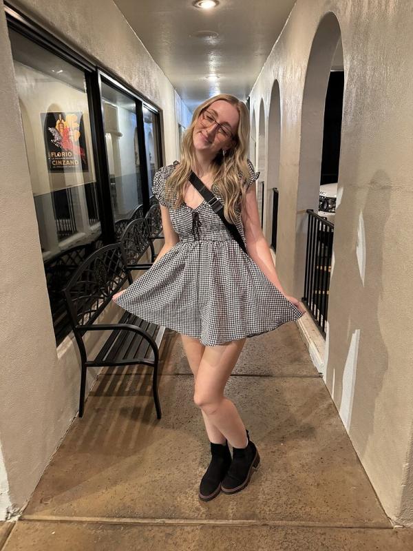 Customer photo for "I love this romper so"