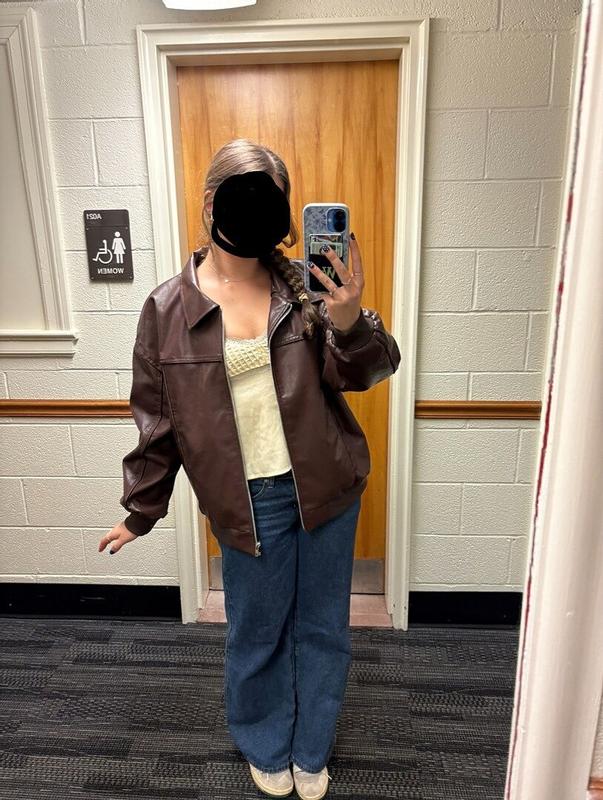 Customer photo for "really cute, great jacket, very oversized!"