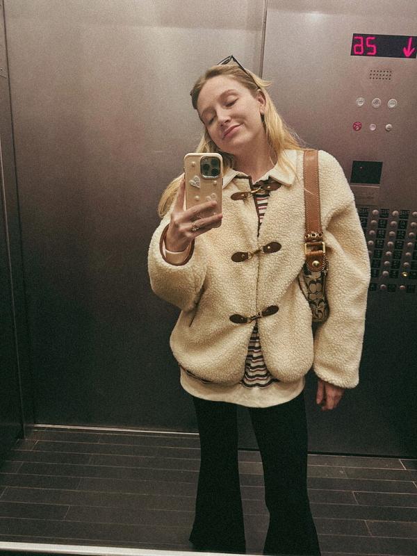 Customer photo for "LOVE this coat"
