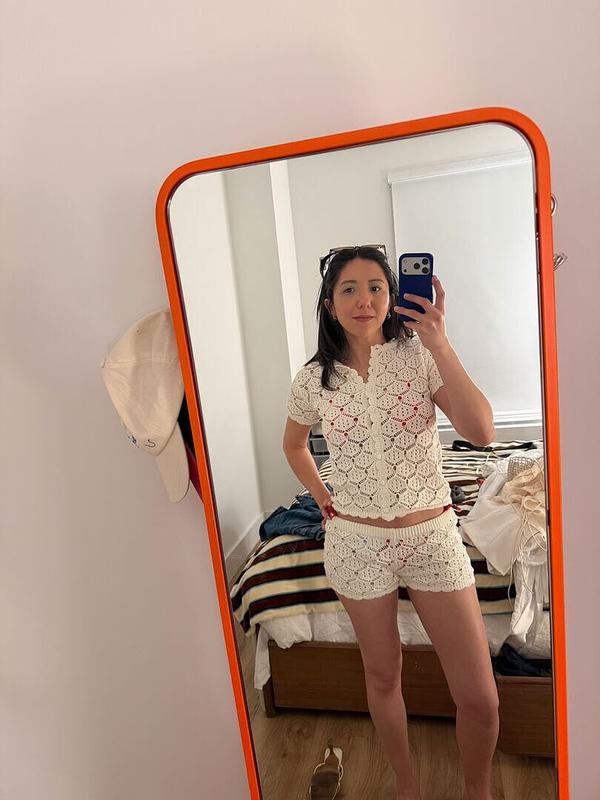 Customer photo for "Runs small/ thick fabric"