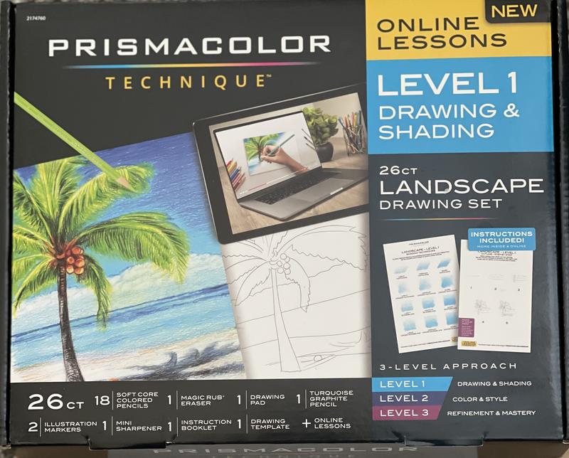 PRISMACOLOR TECHNIQUE 25 PC ART SET LANDSCAPE LEVELS 1, 2, 3 + 3 ONLINE  LESSONS