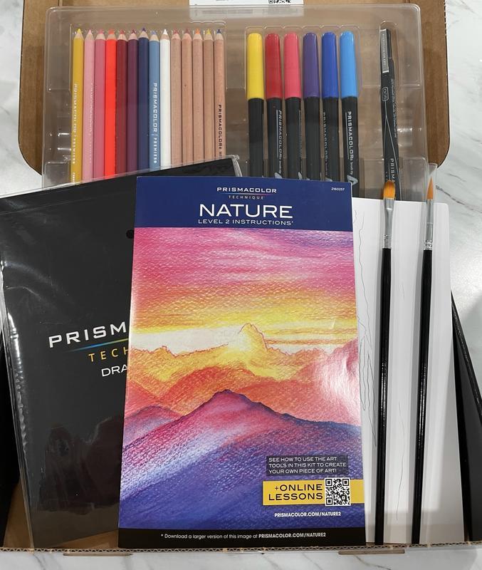  Prismacolor Technique Digital Art Lessons, Nature Drawing Set,  Learn to Draw with Colored Pencils, Watercolor Pencils, Brush Markers,  Sunset Landscape Drawing, Artists Gifts, Stocking Stuffer, 27 Ct :  Everything Else