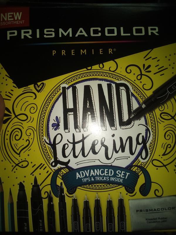 Prismacolor Premier Beginner Hand Lettering Set with Illustration Markers,  Art Markers, Pencils, Eraser and Tips Pamphlet, 8 Count, Black
