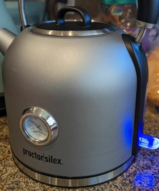 Blue light on the button to let you know it's on