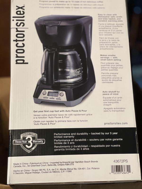 Proctor Silex 12-Cup Programmable Drip Coffee Maker with Automatic Shut ...