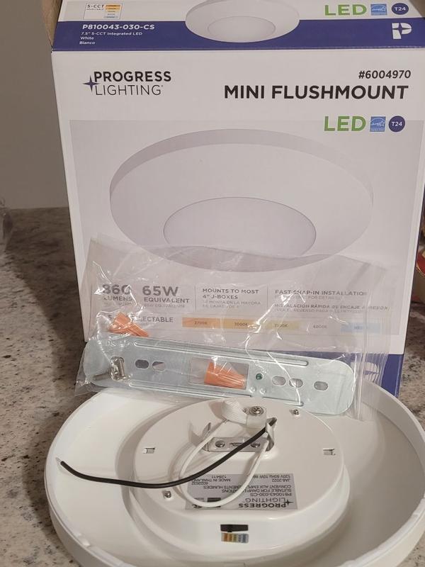 Progress Lighting CCT LED 1-Light 7.5-in Brushed Nickel LED Flush Mount ...