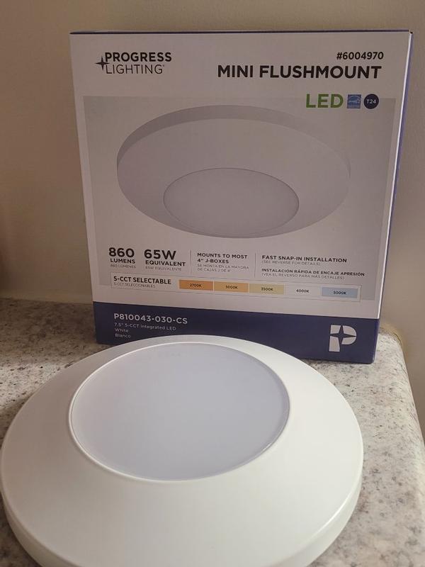 Progress Lighting CCT LED 1-Light 7.5-in Brushed Nickel LED Flush Mount ...