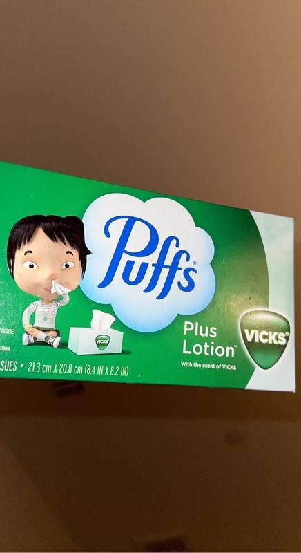 Puffs Plus Lotion with the Scent of Vick's Facial Tissues, 1 Cube, 48  Tissues Per Box