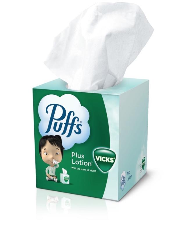 Puffs Plus Lotion Facial Tissue, 1 Family Box, 124 Tissues Per Box