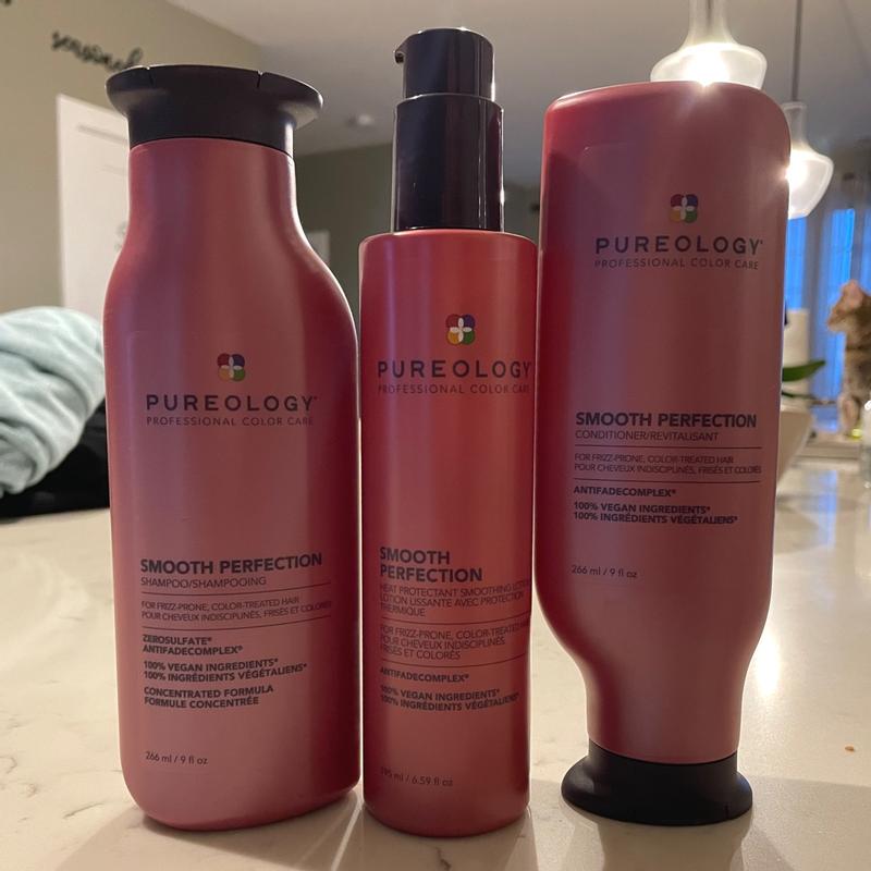  Pureology Smooth Perfection Shampoo, For Frizzy, Color-Treated  Hair, Smooths Hair & Controls Frizz, Sulfate-Free, Vegan, Updated  Packaging, 9 Fl. Oz.