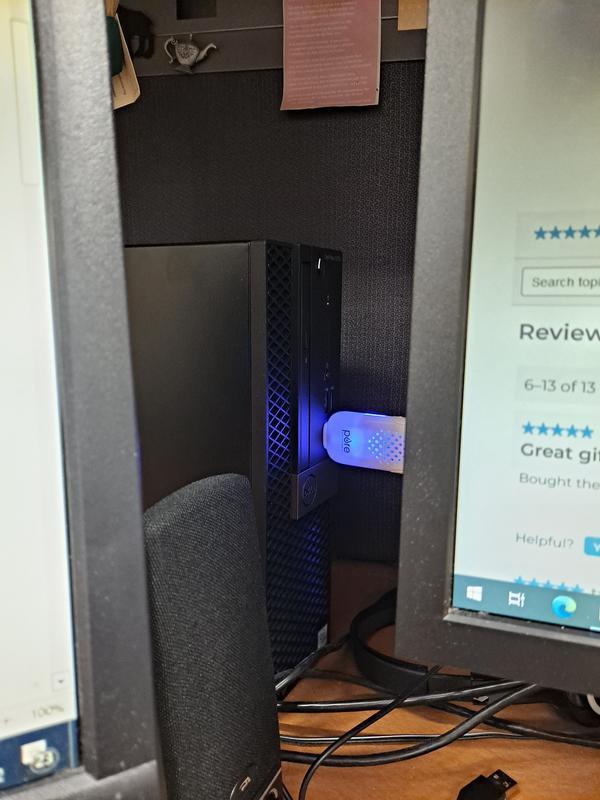 Tucked behind the monitors, keeping me company...