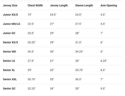 NHL Youth Jerseys (Size Chart)