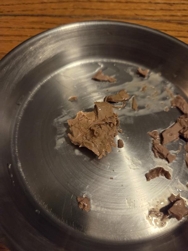 That's one oversize chunk. The rest in the dish are normal-sized. My cats can't/won't each chunks that size.