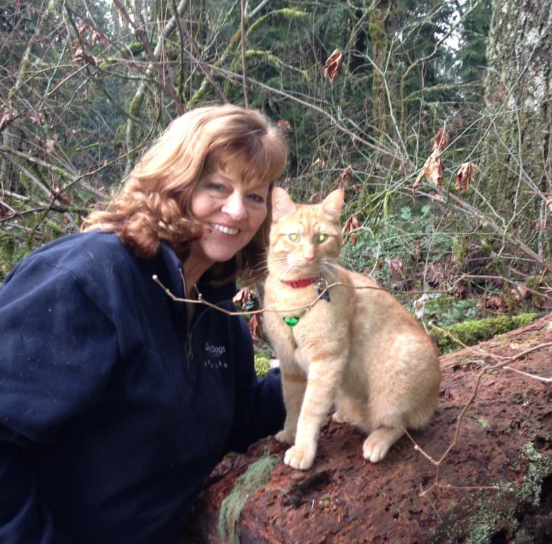 Me and Sozo hiking in the forest.