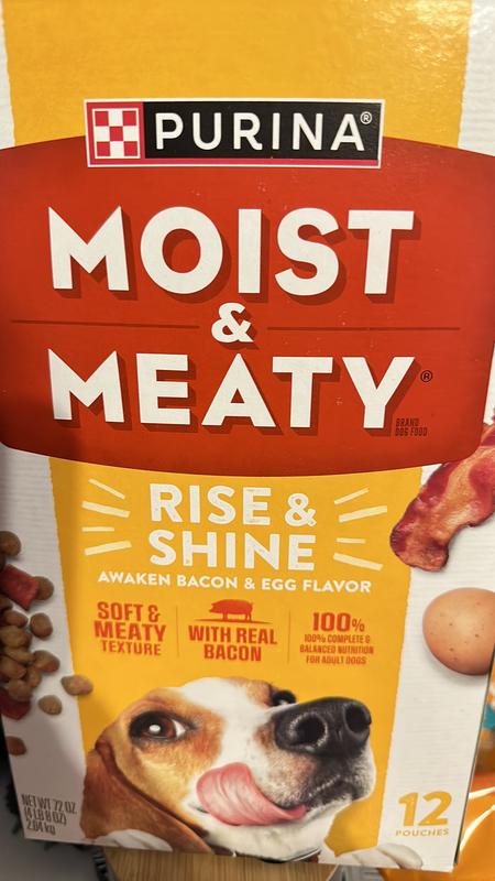 Purina Moist Meaty Wet Dog Food Rise Shine Awaken Bacon Egg Flavor 12 ct. Pouch Meijer