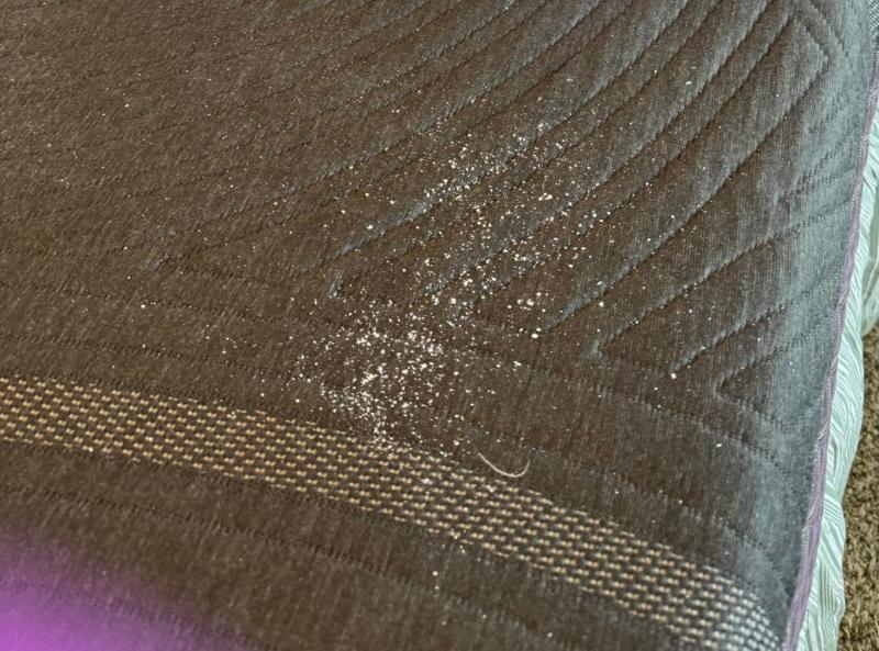 Some of the powdery substance from removal of zippered case