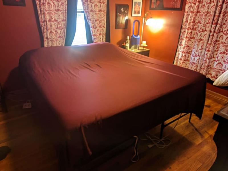 The overall bedframe and mattress