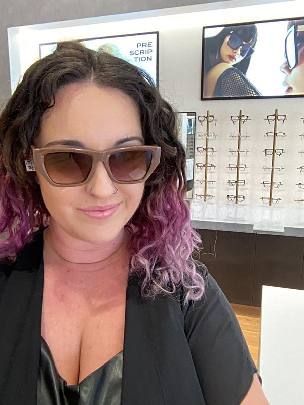 Customer photo for "Edgy modern cat eye perfect for fall"