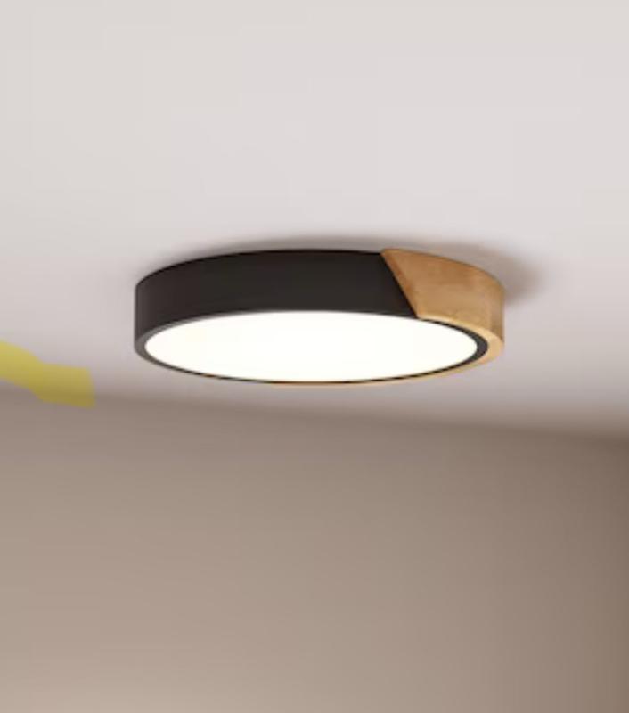 Origin 21 Xander 13.63-in Faux wood and Matte Black Indoor LED