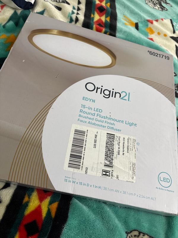 Origin 21 Edyn 15-in Brushed Gold Indoor LED Flush Mount Light with ...