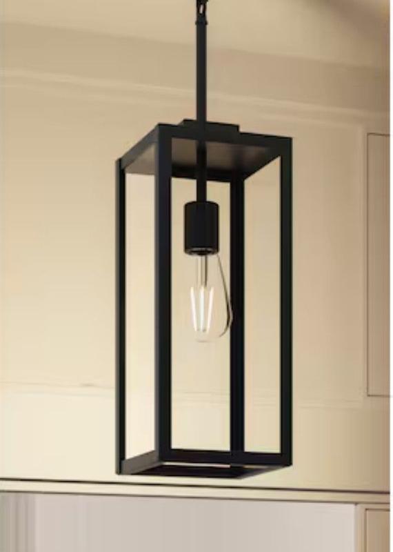 Quoizel Claire Matte Black Farmhouse Clear Glass Lantern Medium
