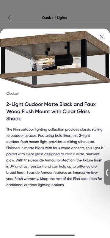 Quoizel Finn 13-in Matte Black and Faux Wood Outdoor 2 -Light Flush ...