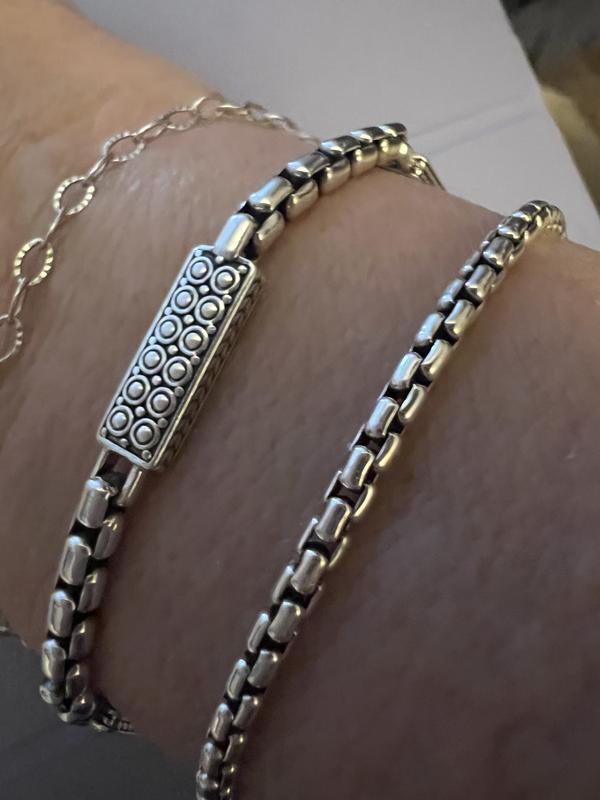 JAI Sterling Silver Texture Station 3.7mm Box Chain Bracelet