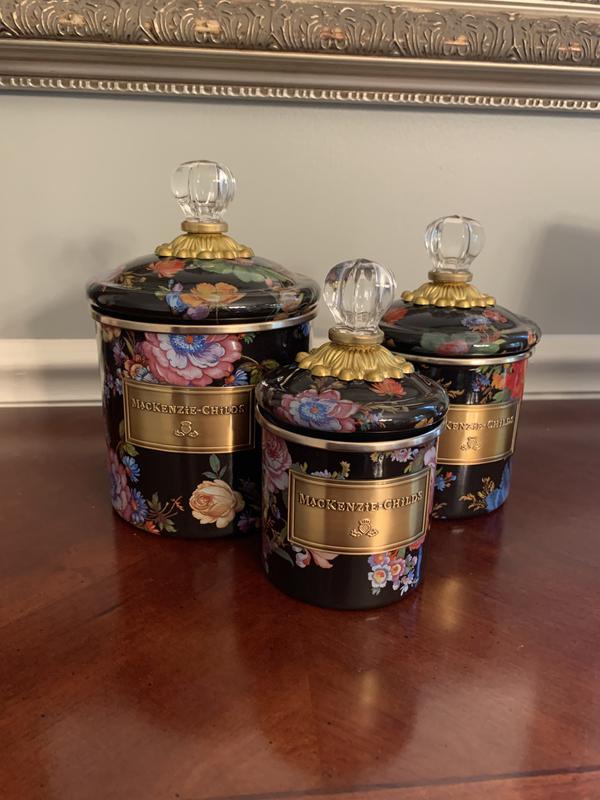 MacKenzie- Childs Set of 3 Enamel Canisters, Mini Demi and Small