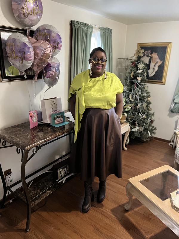 Carla Rockmore Collection Regular Faux Leather Circle Skirt - QVC.com