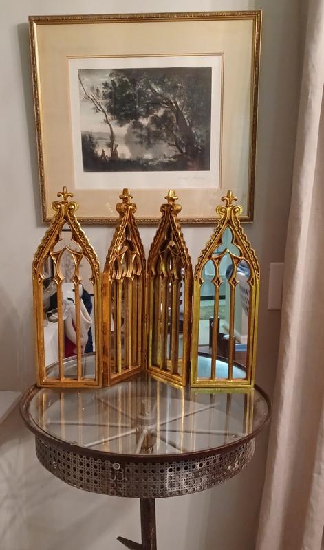 Lavish Home Cathedral Four popular Panel Mirror Gold