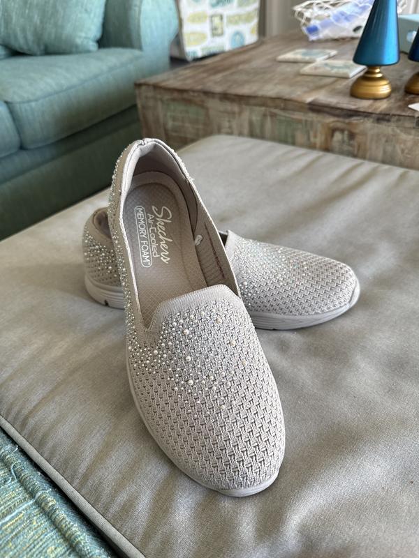 Skechers Seager Vegan Sparkle Knit Scalloped Slip-Ons - QVC.com