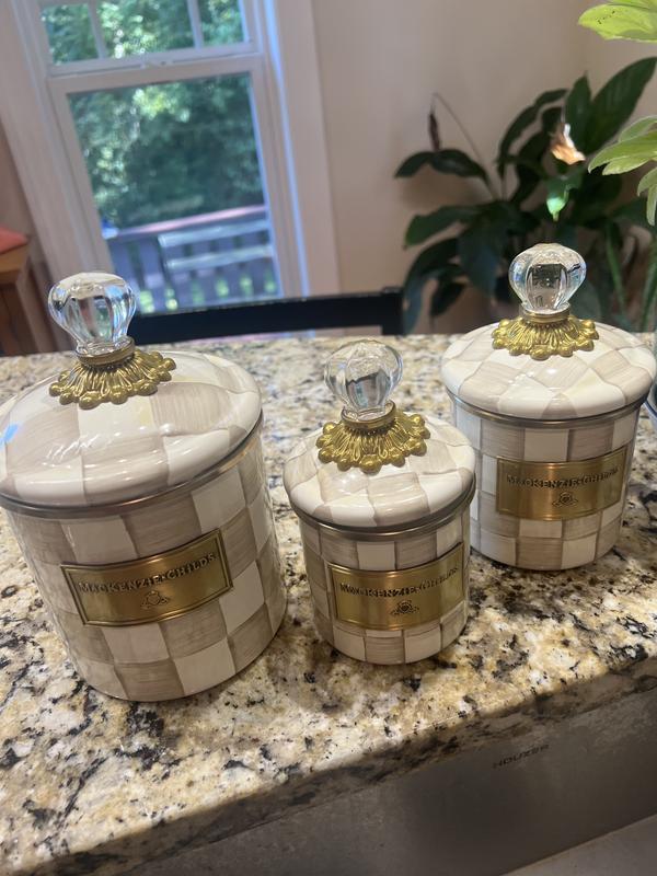 MacKenzie- Childs Set of 3 Enamel Canisters, Mini Demi and Small