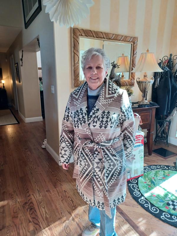 Denim & Co. Canyon Retreat Jacquard Coat with Self Belt