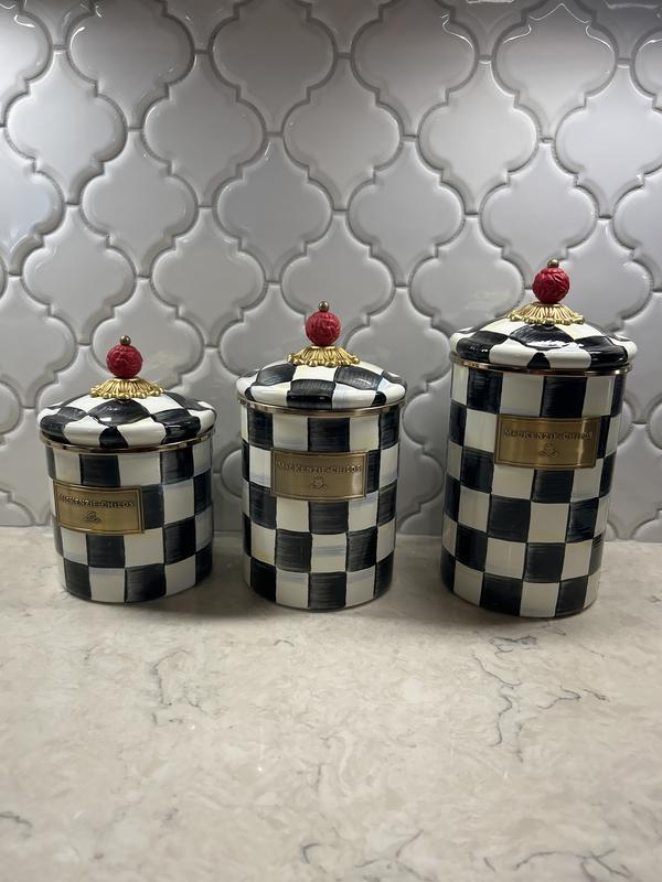MacKenzie- Childs Set of 3 Enamel Canisters - Sm, Md, & Lg
