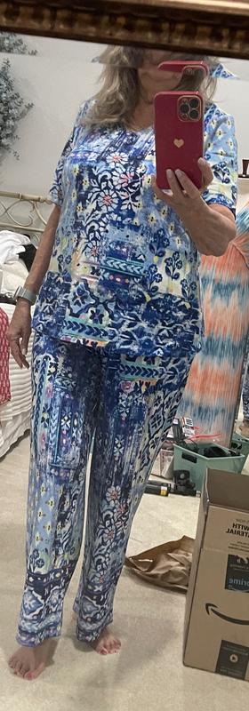 Denim & Co. Beach Jersey Short-Sleeve V-Neck Top - QVC.com