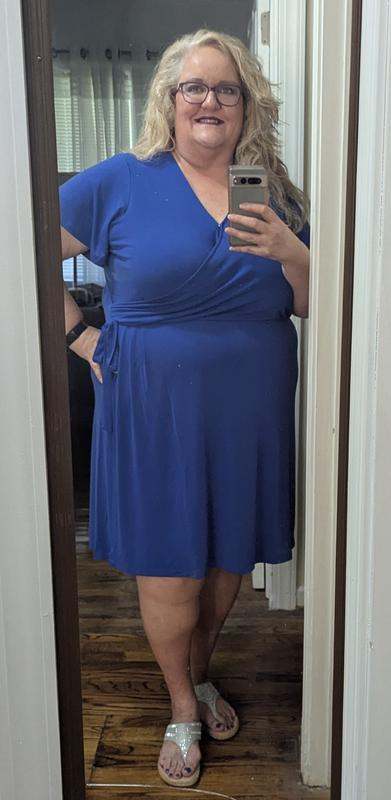 Susan Graver Petite Liquid Knit Faux Wrap Dress - QVC.com