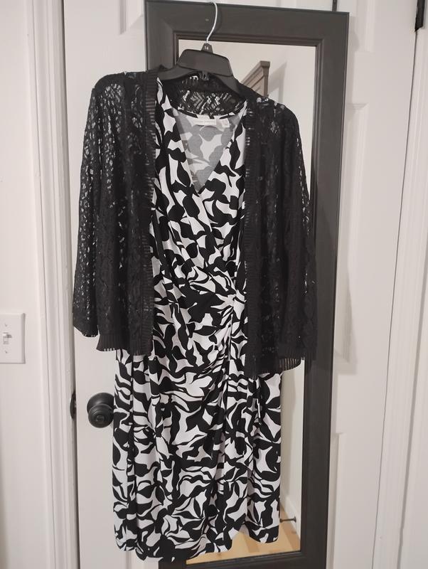 Susan Graver Petite Liquid Knit Faux Wrap Cascade Dress - QVC.com