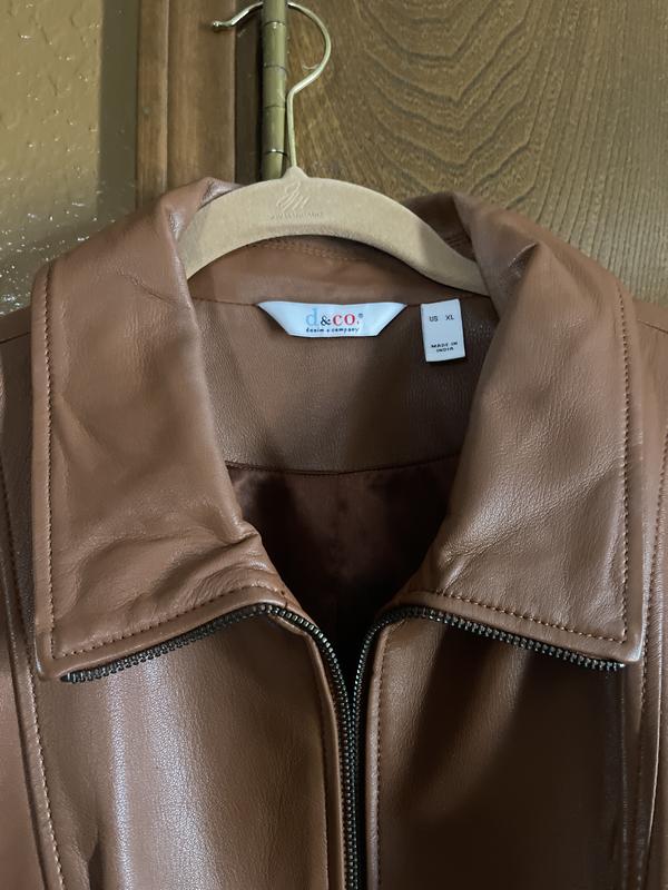 Denim & Co. Lamb Leather Zip Front Seamed Jacket with Pockets