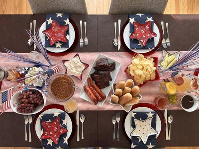 LocknLock Set of 3 Patriotic Printed Glass Bowls 