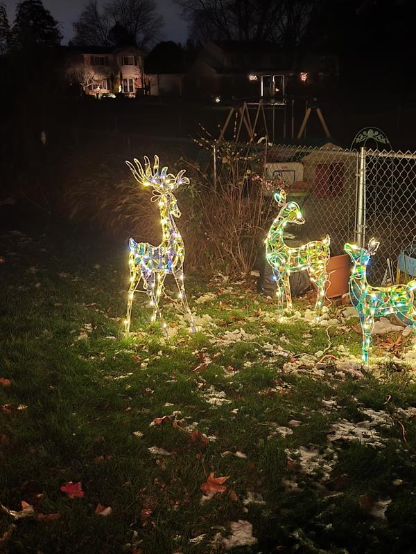 Kringle Express S/3 Lit Outdoor Flat-tastic Iridescent Deer Family