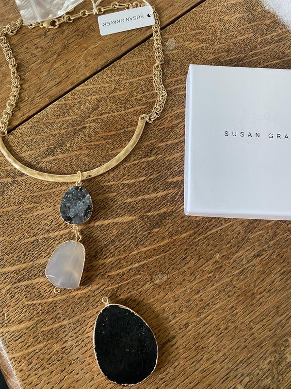 Susan Graver Semi-Precious Three Drop Necklace