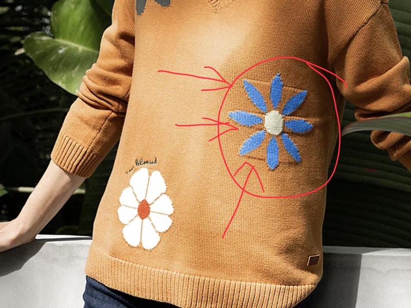 Peace Love World Garden Party Motif Cotton V-Neck Sweater - QVC.com