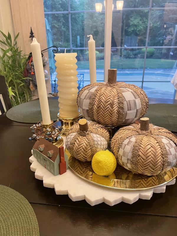 MacKenzie- Childs Set of 3 Rattan Pumpkins - QVC.com