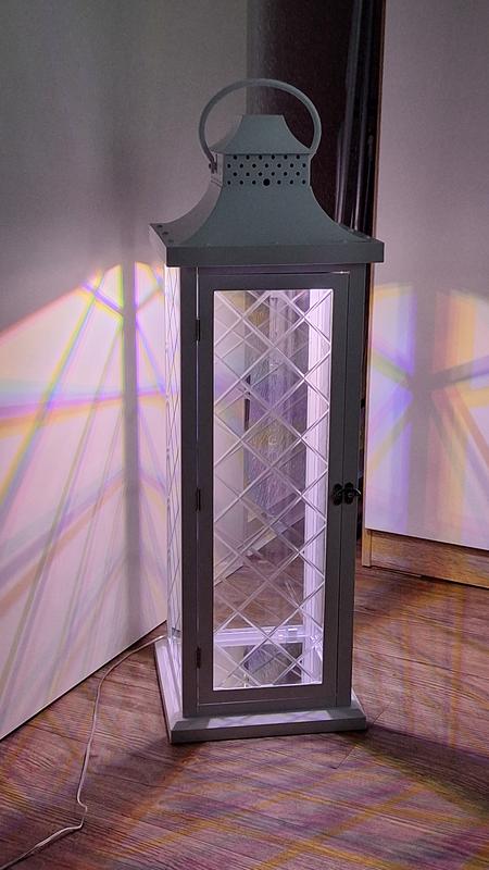LUMIDA XL-Outdoorlaterne Dekor-Glas mit Tür 3-fach Leuchteffekt inkl. Fernbedienung
