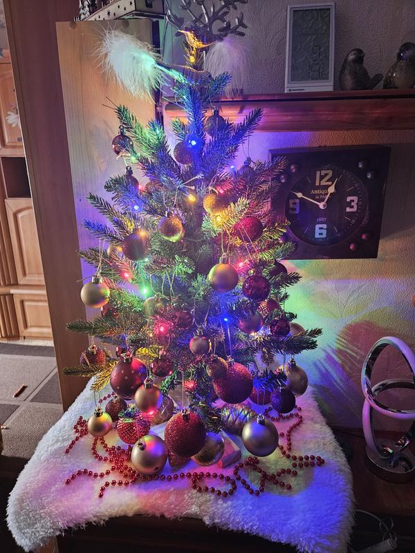 B-Ware LUMIDA Xmas LED-Weihnachtsbaum 32 Farben/Funktionen Holzfu, FB &  Tasche - QVC.de
