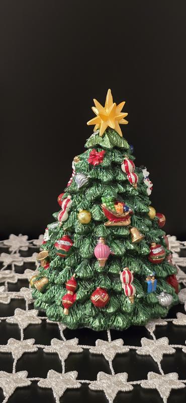 IL MONDO DI CARILLON PALLA DI NEVE ALBERO DI NATALE E BABBO NATALE SU Treno 12x12xh14cm Gira Alla Melodia Natalizia O Ta
