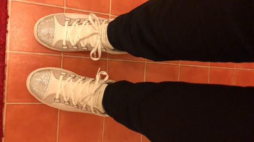 skechers street suede and sparkle lace up trainer