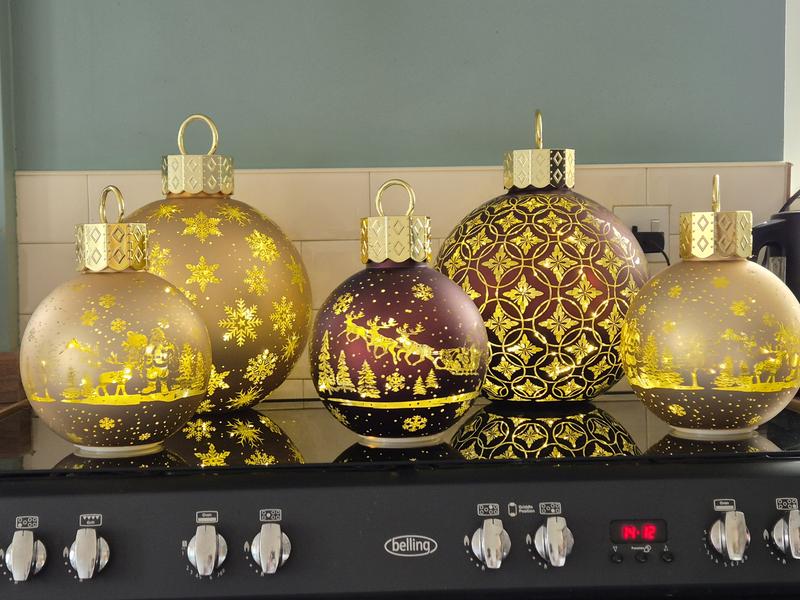 Home Stories 20cm Pre-Lit Rotating Christmas Scene Bauble QVC UK